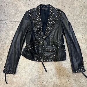 Rawtus Studded Black Leather Jacket Women’s M MD Medium